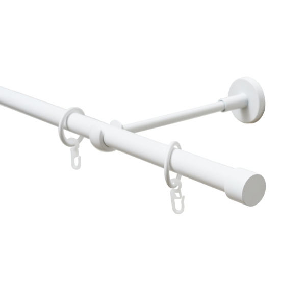 Карниз 20 мм однорядный с наконечником ЗАГЛУШКА белый-мат