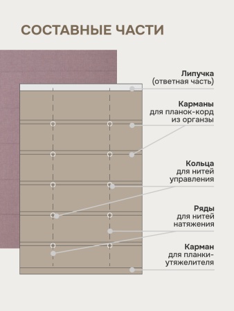 Римская штора "Эмма", Без Карниза, цвет нюдовый