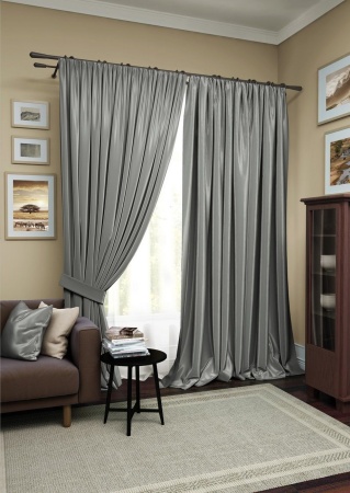 Комплект штор "Avery" 2 шторы 220х270, тюль 450х270 серый Комплект штор "Avery" 2 шторы 220х270, тюль 450х270 серый