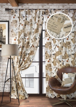 Комплект штор 136х270 см Postcard 2 шторы 2 подхвата