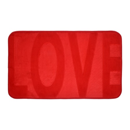 Коврик для ванной c памятью формы Лав Love красный
