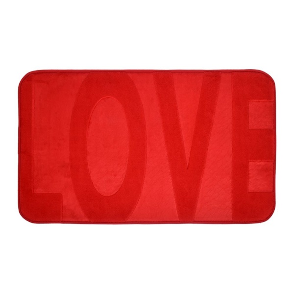 Коврик для ванной c памятью формы Лав Love красный