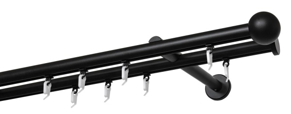 Карниз двухрядный D20/30 Доминика Шар (черный)