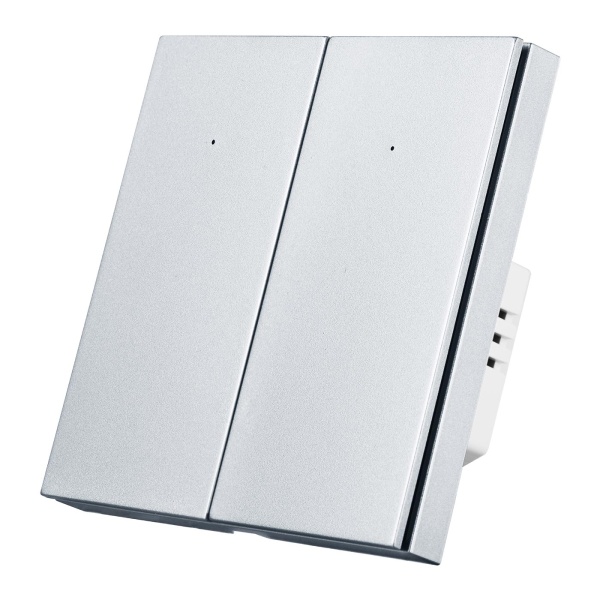 Умный Zigbee выключатель ROXIMO, двухкнопочный, платиновый, SZBTN01-2P