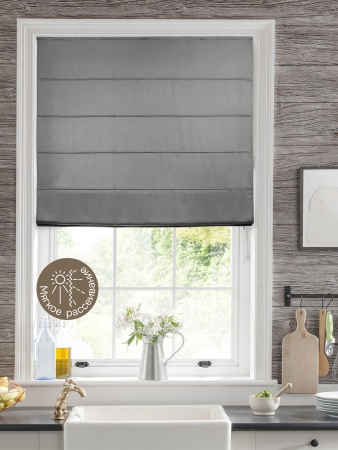 Римская штора Шанталь блеск на веревочном механизме серый