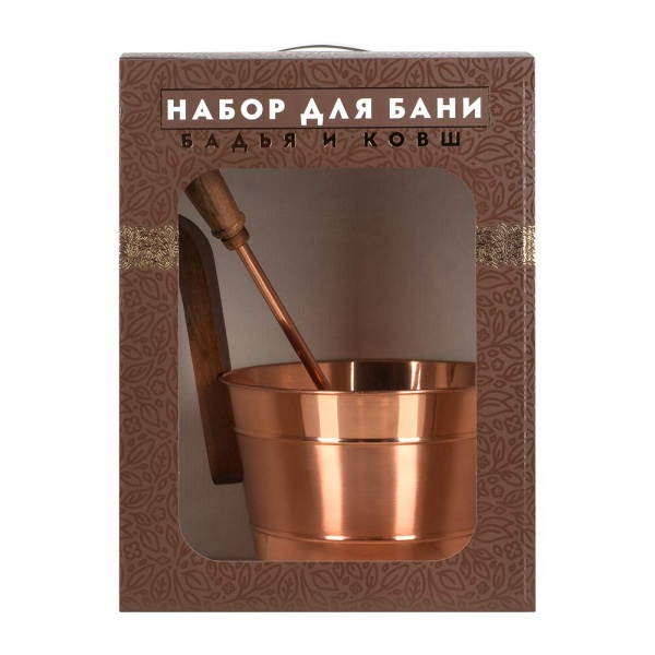 Набор из меди: Бадья 4 л и ковш "Банные штучки"