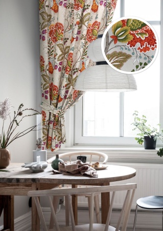 Штора на тесьме "CASANDRA" 136х175 цветы красные