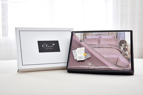 Постельное белье Семейное Cleo Royal Jacquard цвет персиковый