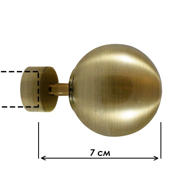 Наконечник "Шар на ножке", Золото антик , Ø25мм