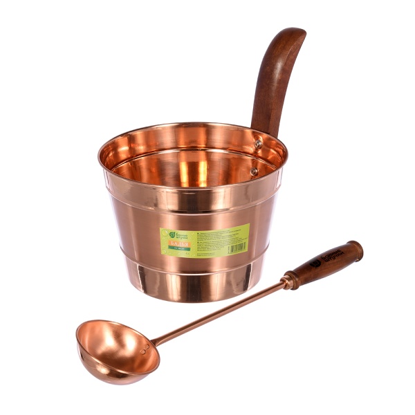 Набор из меди: Бадья 4 л и ковш "Банные штучки"