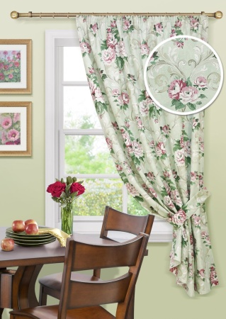 Штора на тесьме "Aquarelle - K" 136х175 светло-зеленый