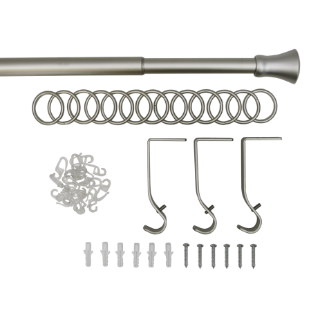 Карниз телескопический однорядный, металл, Гиро, Никель матовый, 160-320см