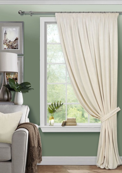 Штора на тесьме 200х270 Pudra с подхватом цвет экрю