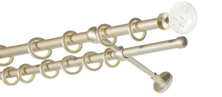 Карниз 2-х рядный гладкий ∅20/16мм, шампань, 400 см, ШарГелий