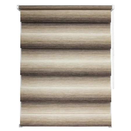 Рулонные шторы день ночь УЮТ Ливерпуль цвет бежево-коричневый