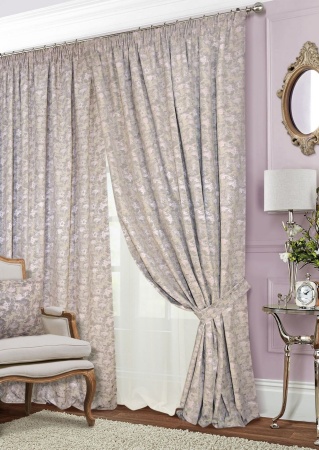 Комплект штор на тесьме "Fog" 2 шт 200х270, тюль 450х270 серо-розовый