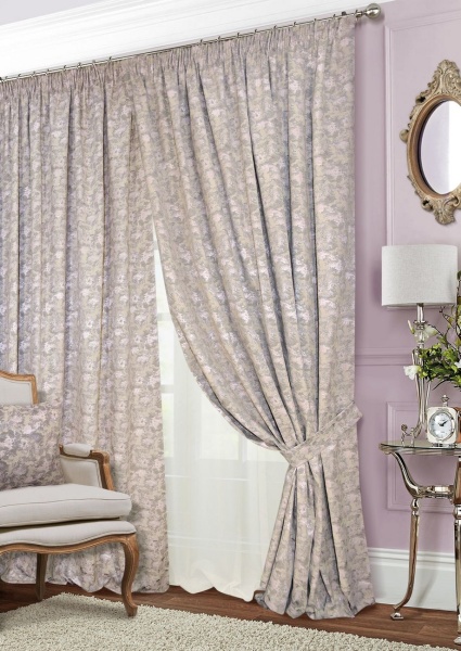Комплект штор на тесьме "Фог Fog" 2 шт 200х270, тюль 450х270 серо-розовый