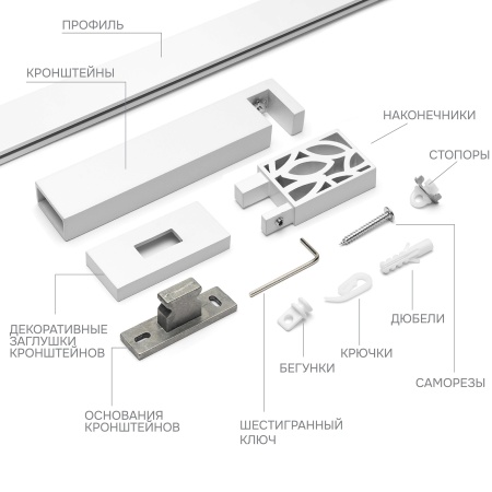 Карниз для штор однорядный Хай Тек Твист белый