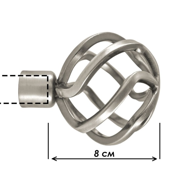 Наконечник "Шар плетеный", Матовый никель , Ø25мм