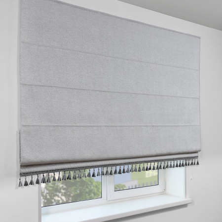 Римская штора с бахромой, Валенсия цвет серый