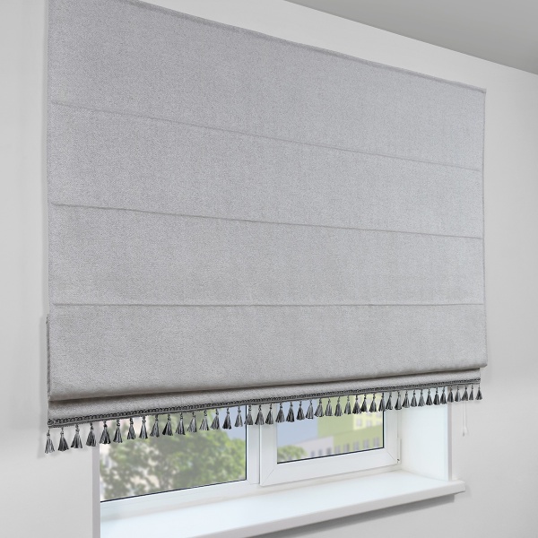 Римская штора с бахромой, Валенсия цвет серый