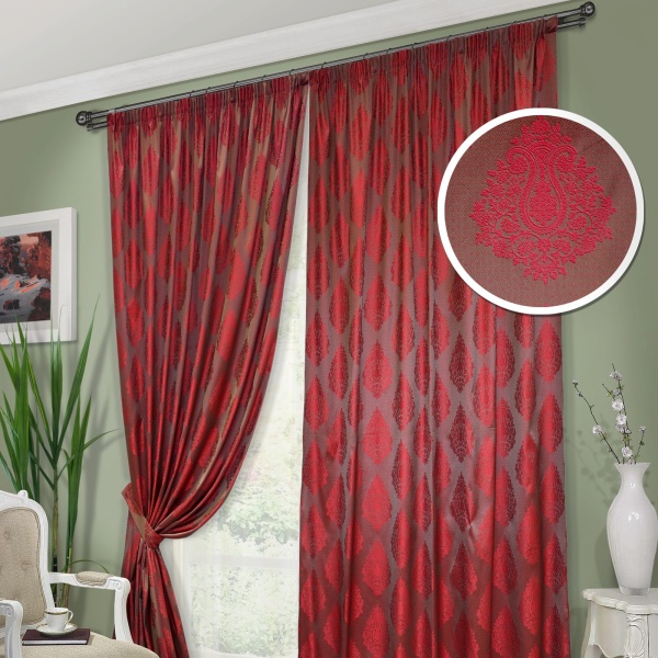 Комплект штор "Стефаньелле Stefanielle-S" 2 шторы 220х270, тюль 450х270 красный