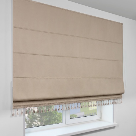 Римская штора с бахромой, Флавия Blackout на цепочном механизме, цвет светло-бежевый