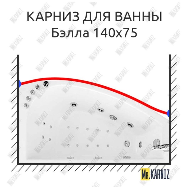 Карниз для ванны Triton Бэлла Передний борт 140х75 Усиленный 25 мм