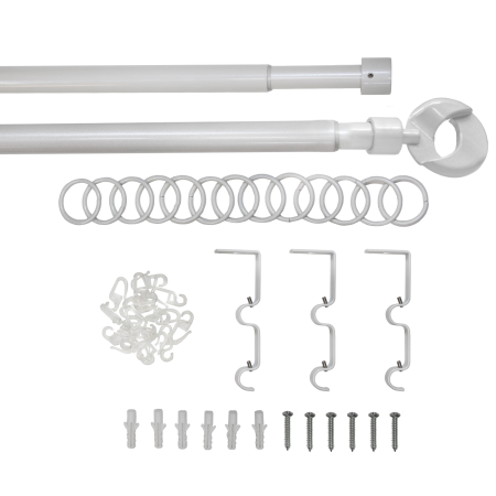 Карниз телескопический двухрядный, металл, Наконечник Кольцо, Жемчуг, 160-320см