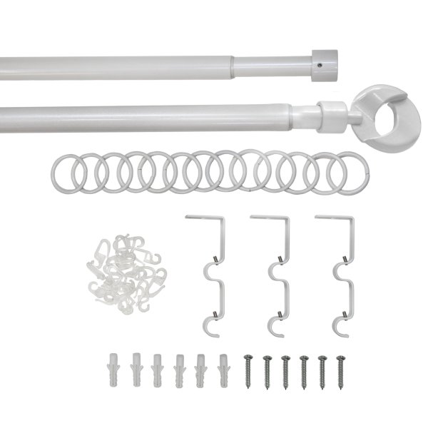 Карниз телескопический двухрядный, металл, Наконечник Кольцо, Жемчуг, 160-320см