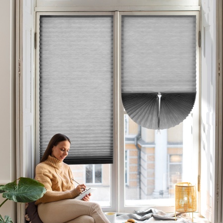 Плиссе самоклеящиеся 120х180 см, тканевые, серый, арт. 140703120