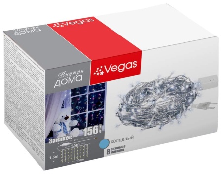 Электрогирлянда светодиодная Vegas Занавес холодный 1.5 м