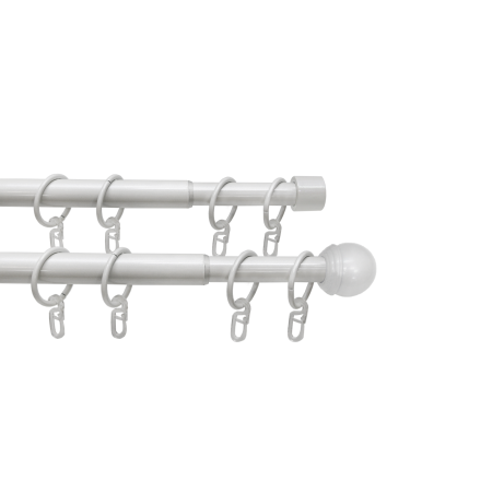 Карниз телескопический двухрядный, металл, Классика, Жемчуг, 160-320см.