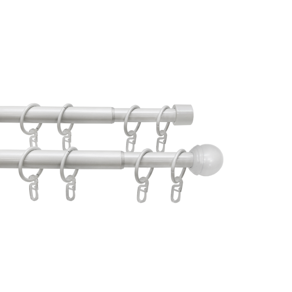 Карниз телескопический двухрядный, металл, Классика, Жемчуг, 160-320см.