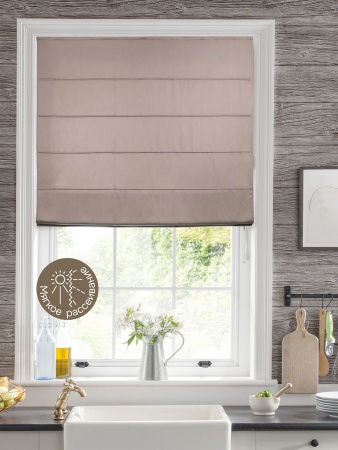 Римская штора Шанталь блеск на веревочном механизме нюдовый