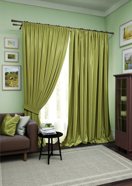 Комплект штор "Avery" 2 шторы 220х270, тюль 450х270 зеленый