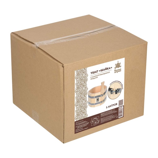 Ушат "шайка", 5 л, система регулировки обручей липа "Банные штучки"