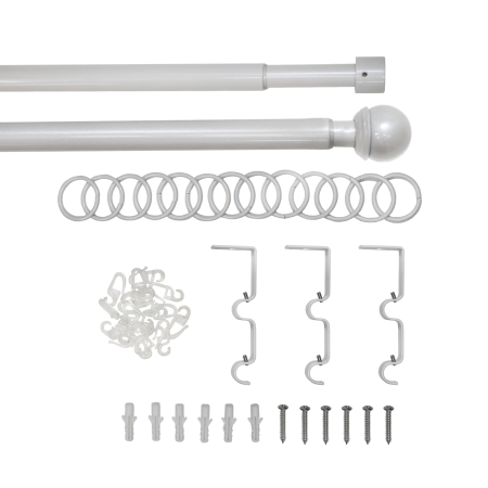 Карниз телескопический двухрядный, металл, Классика, Жемчуг, 160-320см.