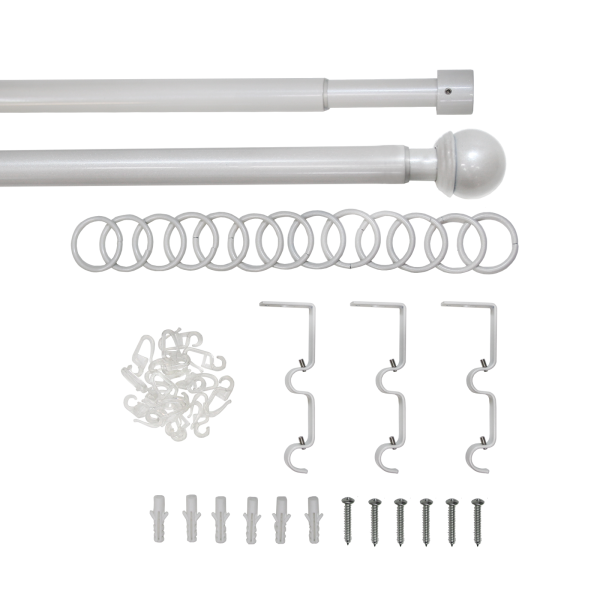 Карниз телескопический двухрядный, металл, Классика, Жемчуг, 160-320см.