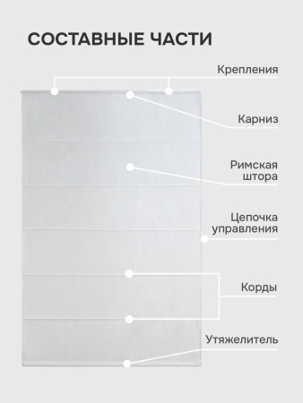 Римская штора на цепочном механизме Антерас, цвет белый
