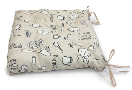 Подушка на стул с завязками 40x40 см Cooking с принтом