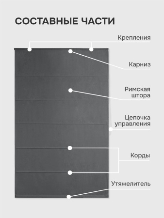 Римская штора на цепочном механизме Антерас, цвет графит