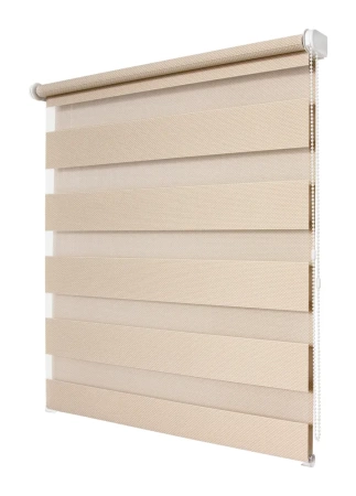 Рулонные шторы день ночь УЮТ Тиссура цвет бежевый