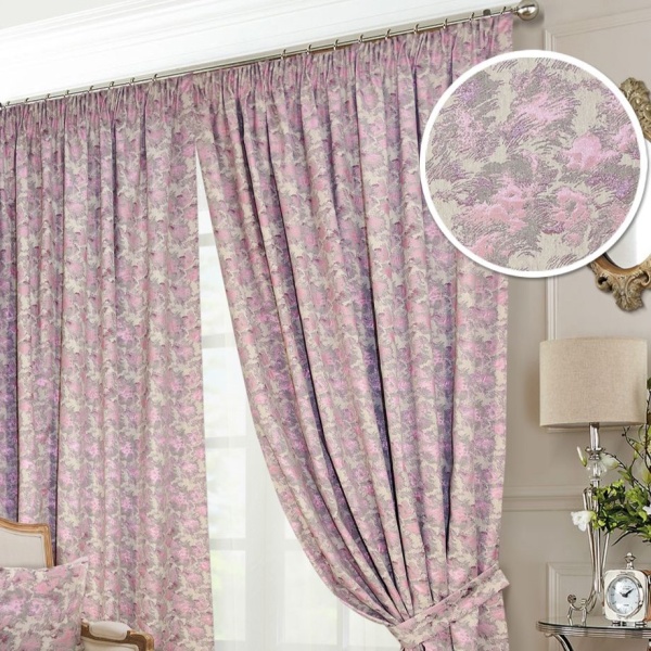 Комплект штор на тесьме "Фог Fog" 2 шт 200х270, тюль 450х270 розовый