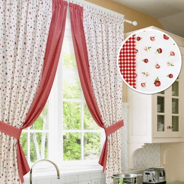 Комплект штор для кухни "Red Karen" 2 портьеры 175x175см