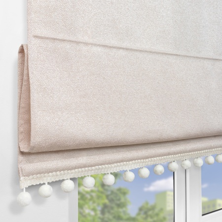 Римская штора с помпонами, Валенсия цвет бежевый