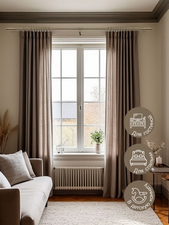 Карниз для штор, настенный, штанга 25 мм, Цилиндр резной, золото антик