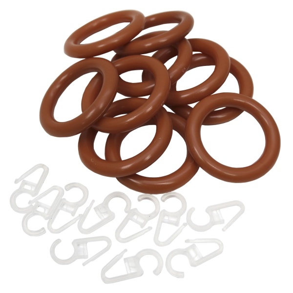 Кольца пластиковые c крючками (10шт), каштан