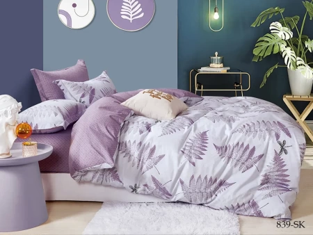 Постельное белье Евро Cleo Satin de Luxe с принтом цвет бело-сиреневый