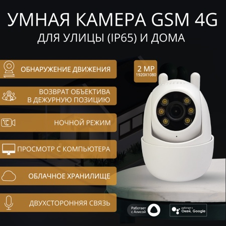 Умная 4G камера уличная поворотная ROXIMO RHC402 c Алисой